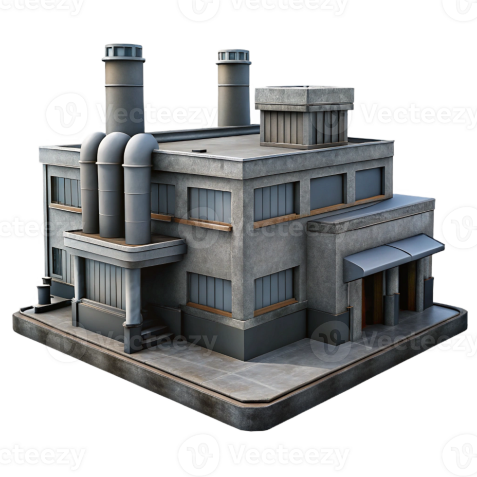 dramatic artistic Industrial Building Design Grey Tones Transparent Background authentic png