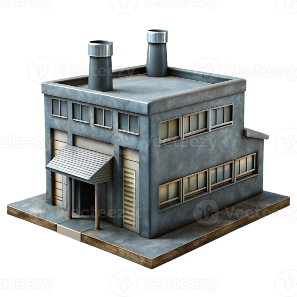 beautiful classic Industrial Building Design Grey Tones Transparent Background detailed png