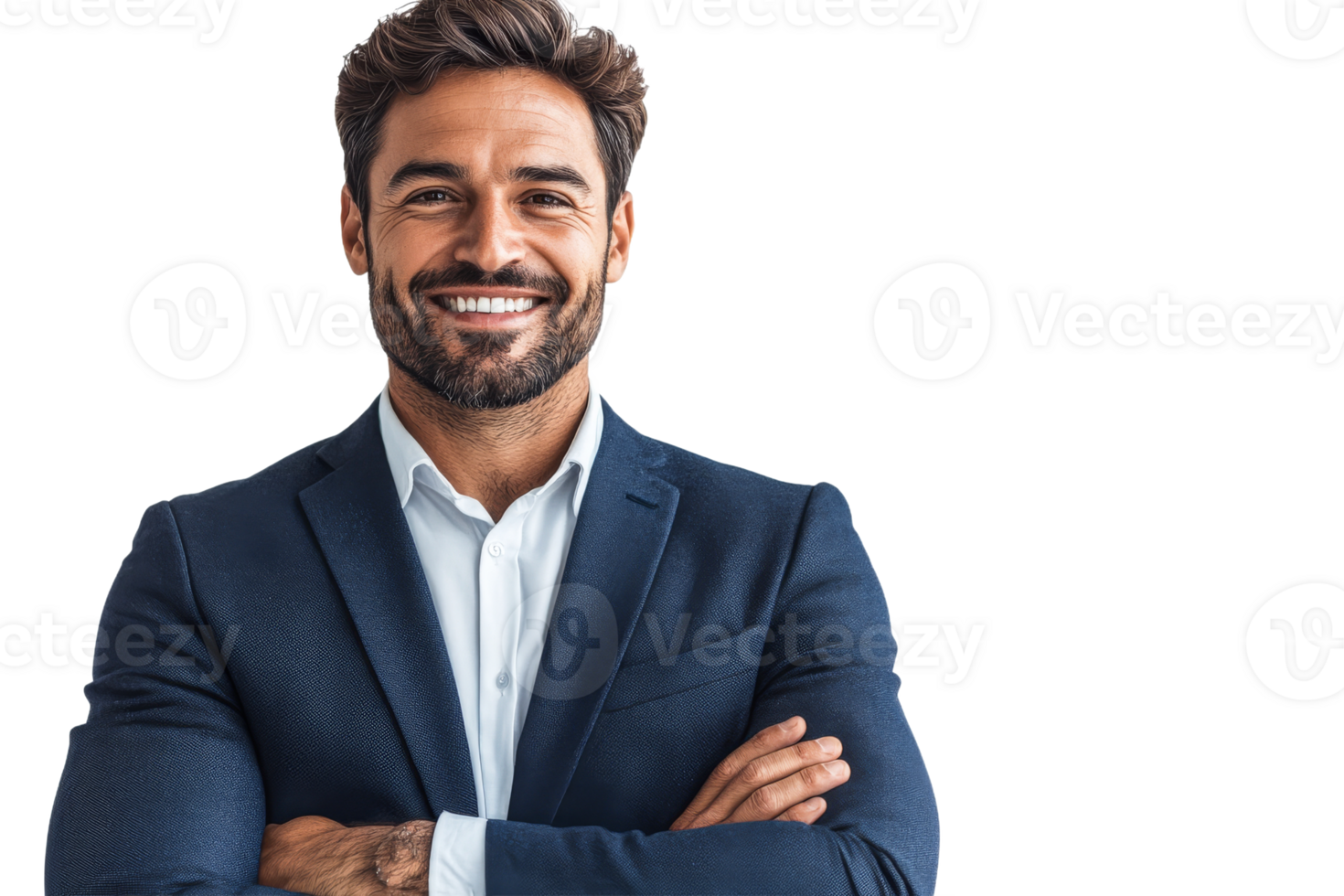 Confident man smiling, arms crossed png