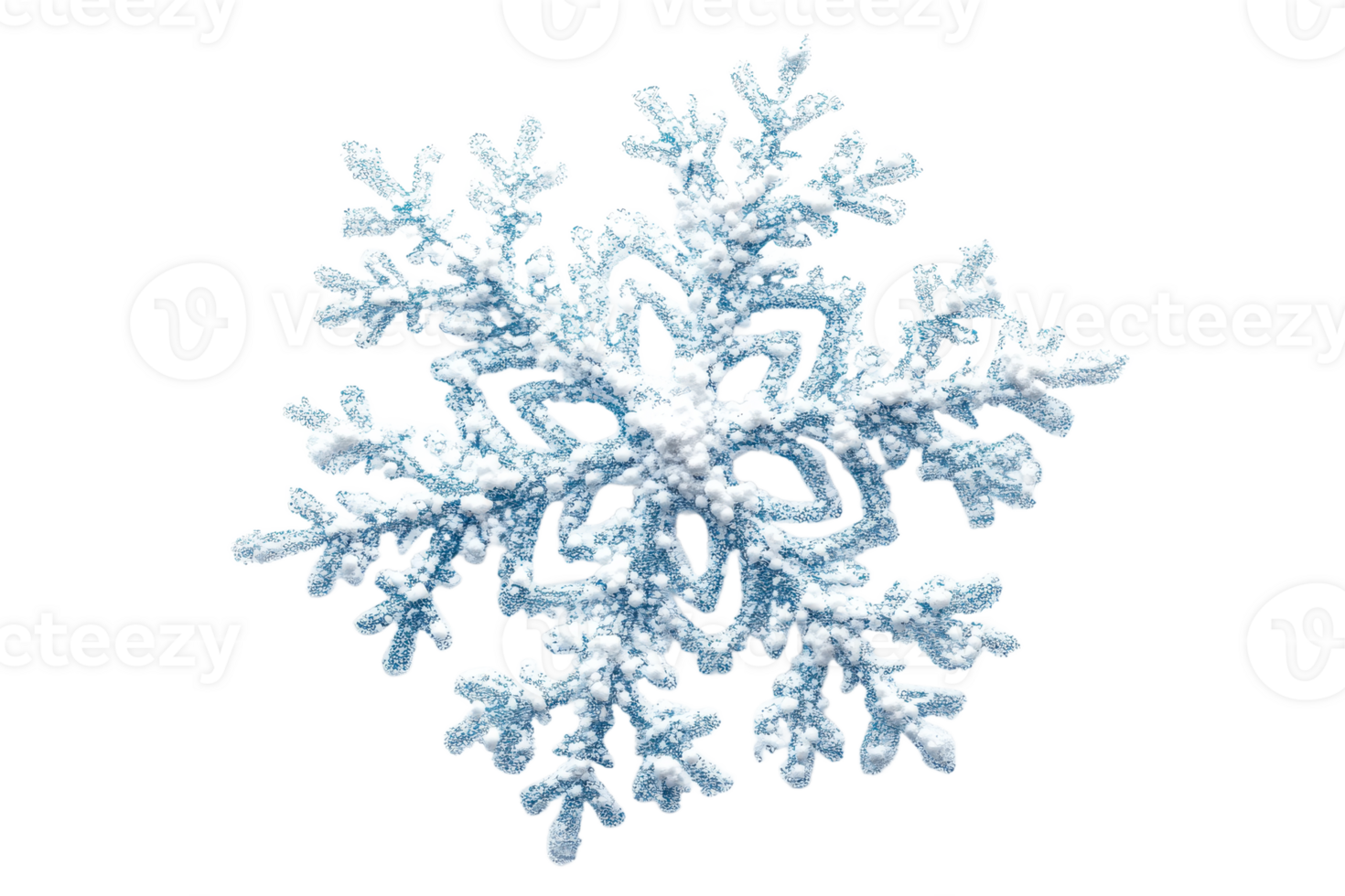 Snowflake with intricate patterns and blue hues png