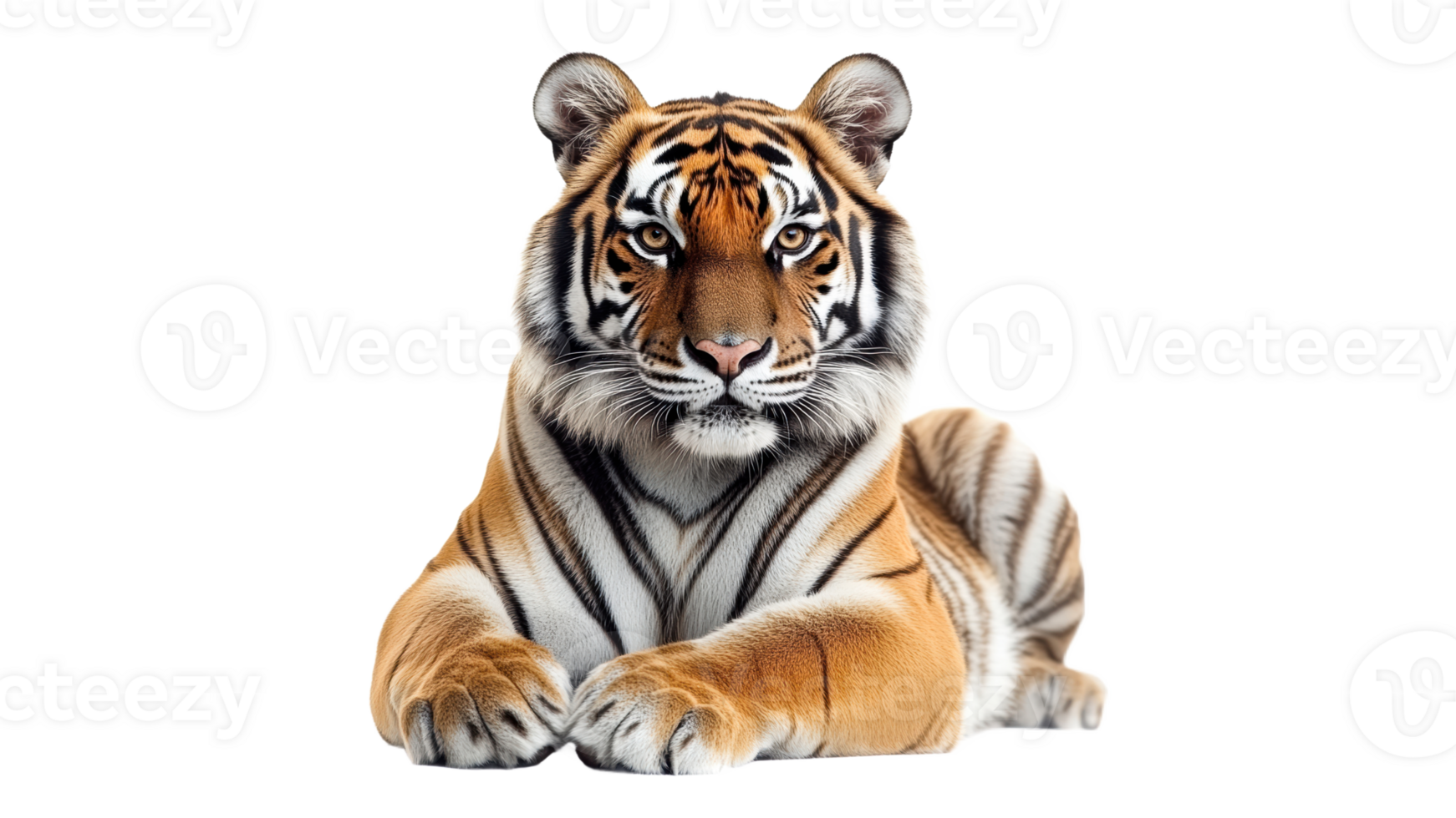 Tiger rests against a white backdrop png
