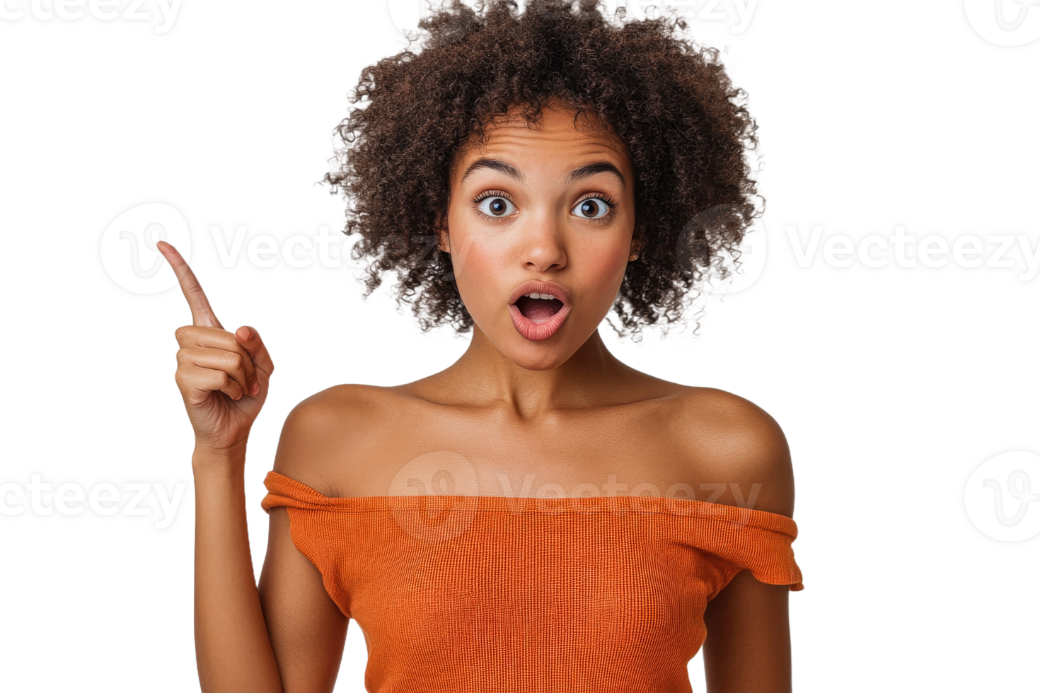 Excited woman with raised finger png