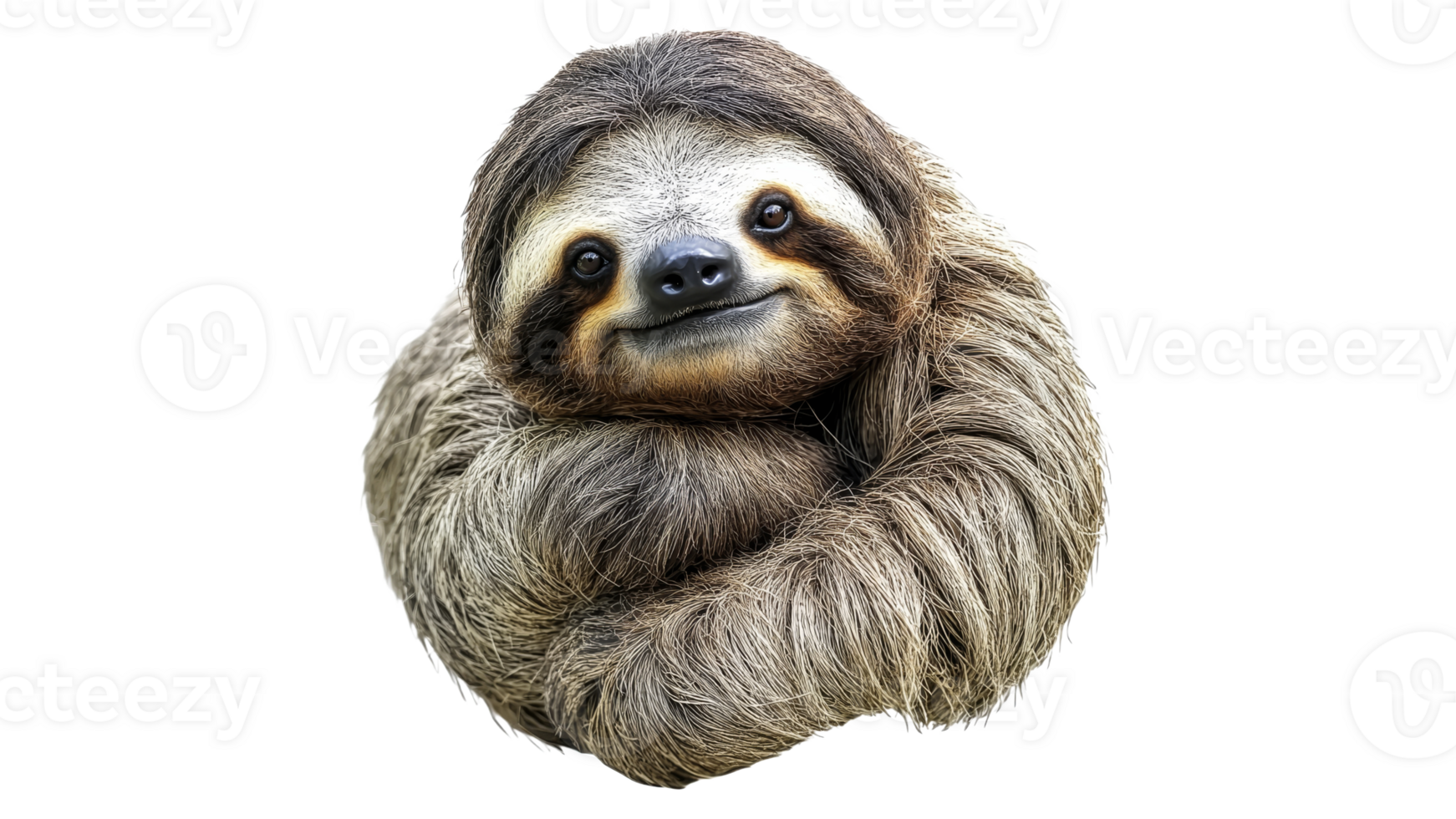 Happy sloth resting comfortably in a cozy pose png