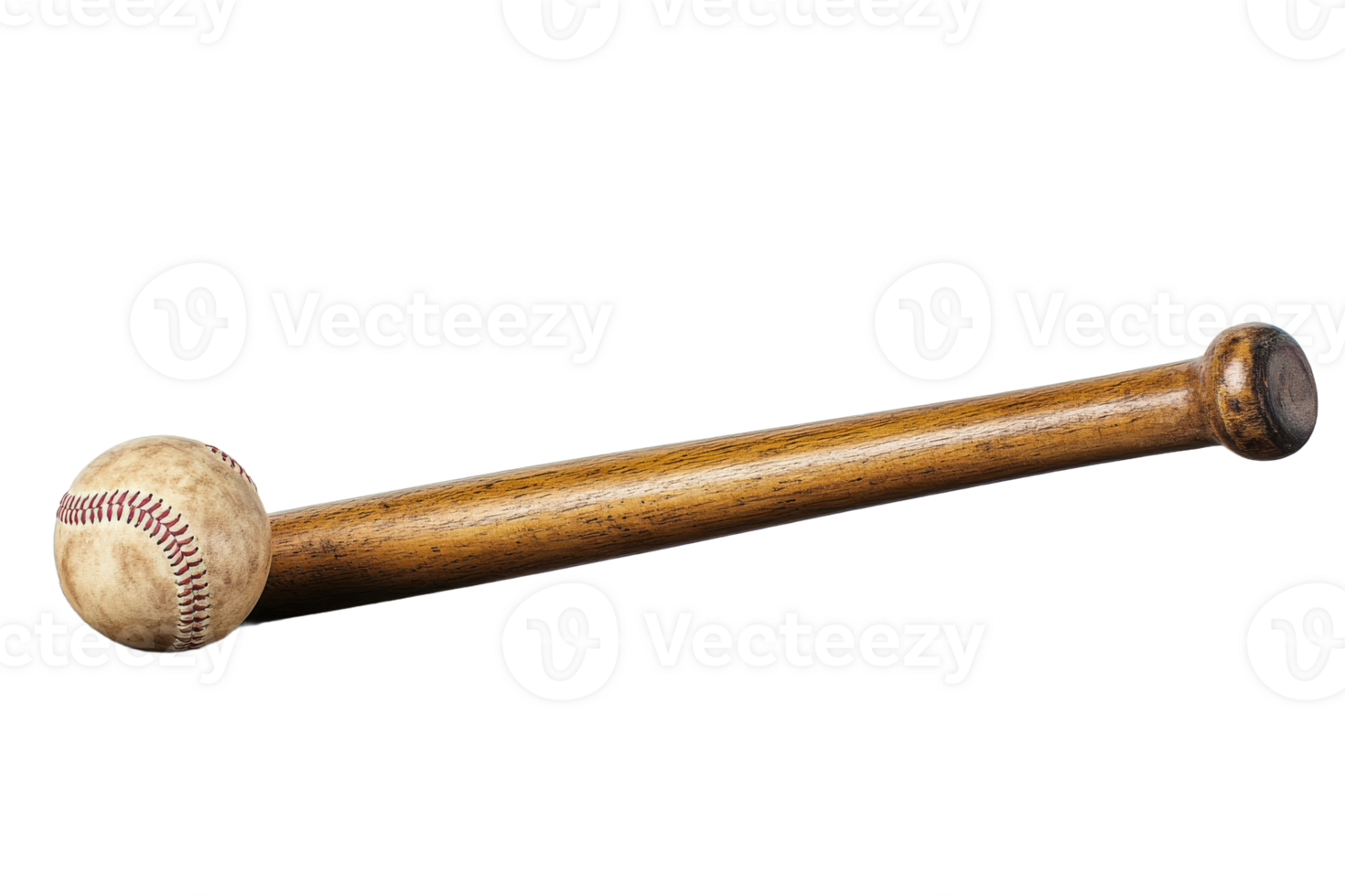 Baseball bat and ball resting on a flat surface png