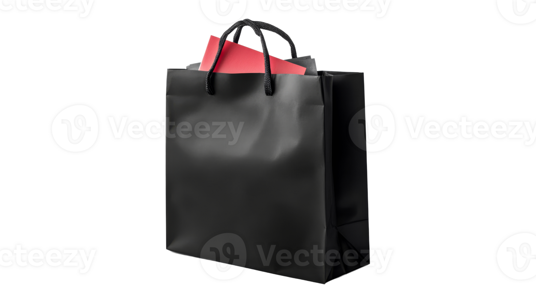 Chic black bag with red envelope png