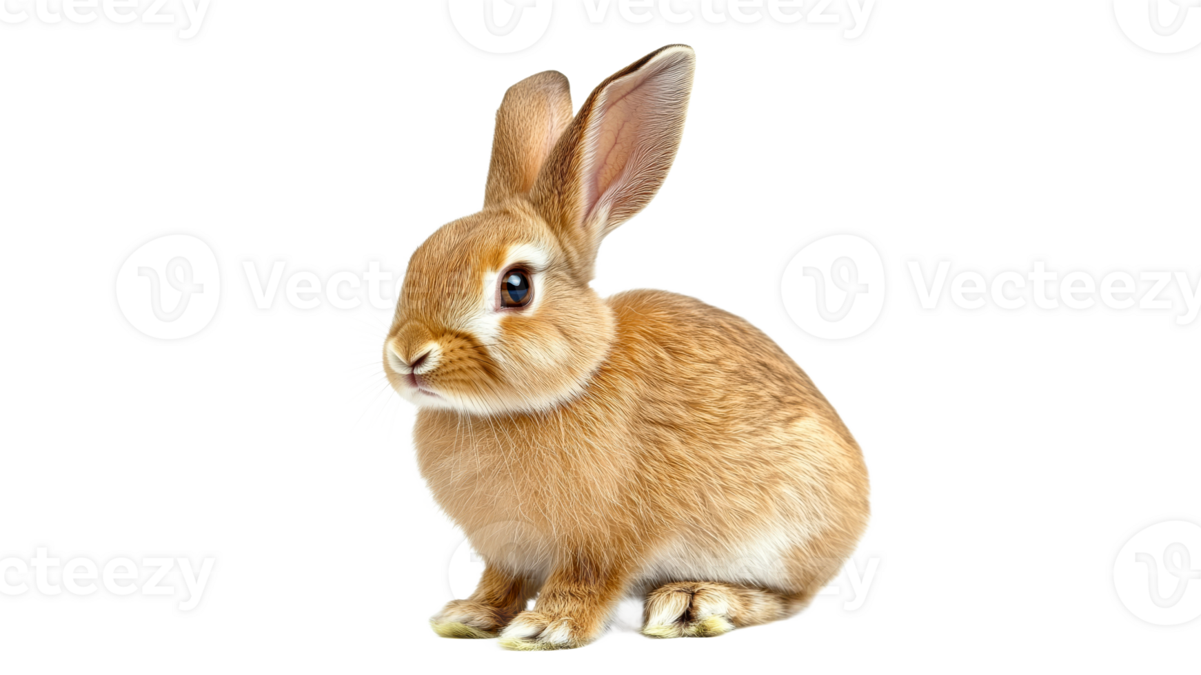Brown rabbit sitting on transparent background png