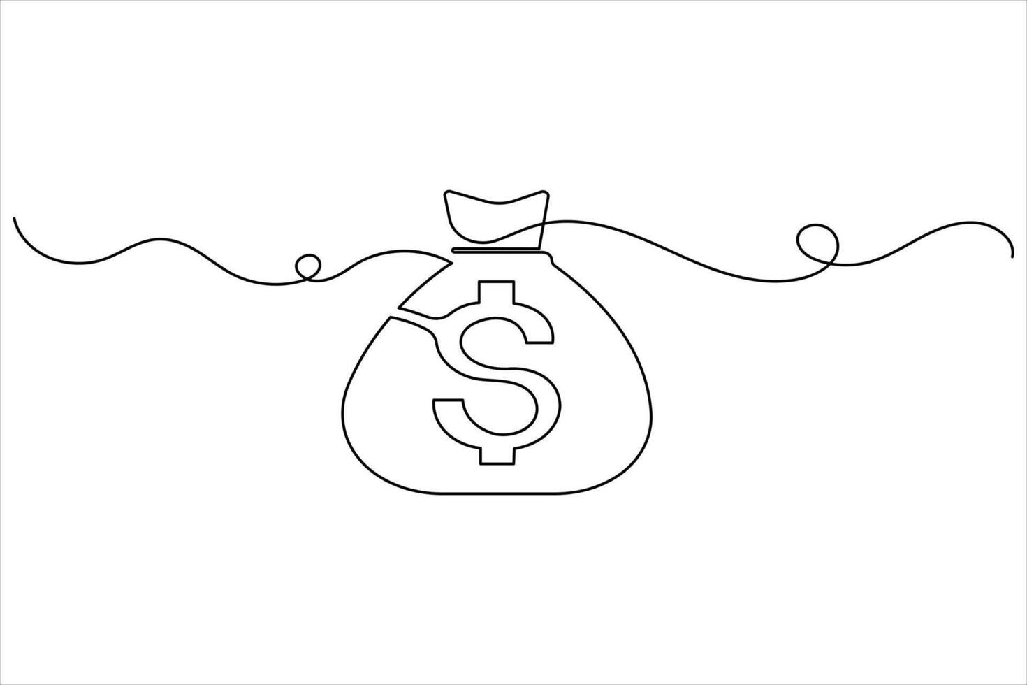 Dollar icon single line drawing and isolated continuous outline illustration vector