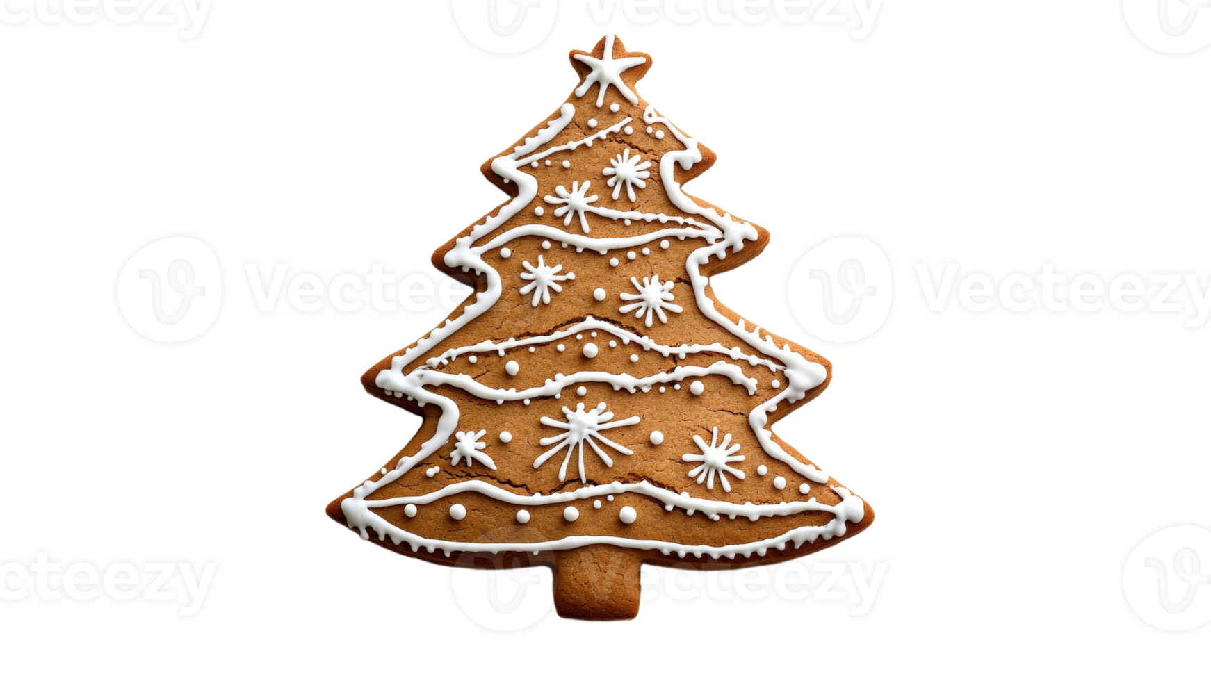 Gingerbread Christmas tree decorated with icing png