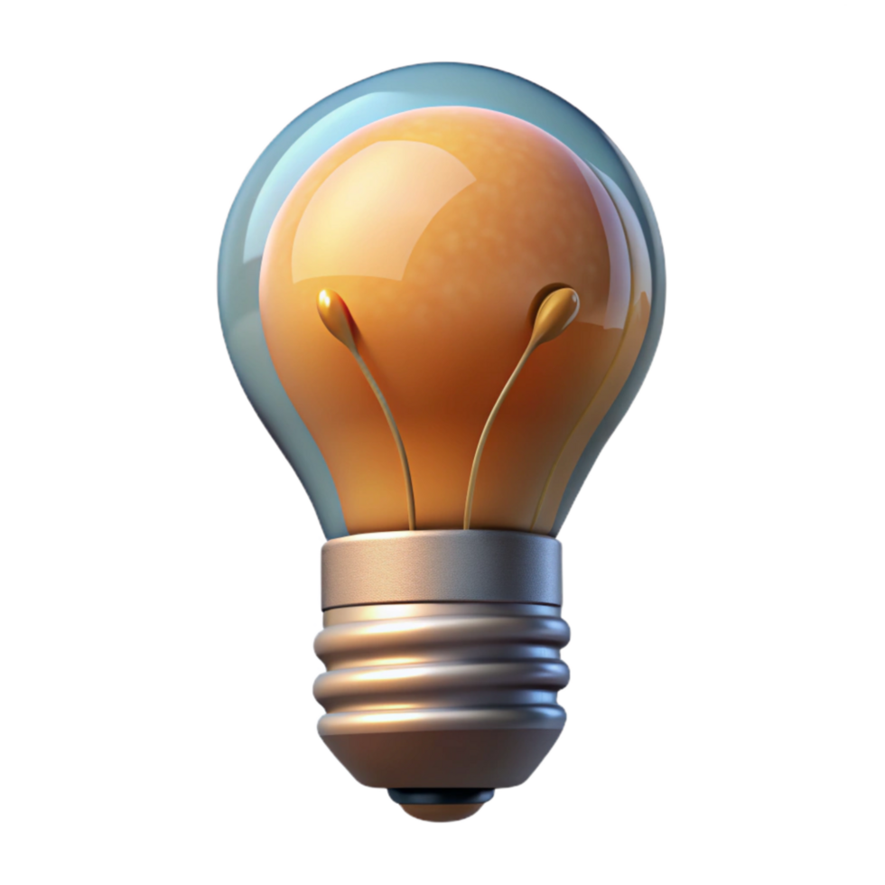 magnificent artistic Inspiration Light Bulb Cutout with Glowing Filament and Transparent Background detailed png