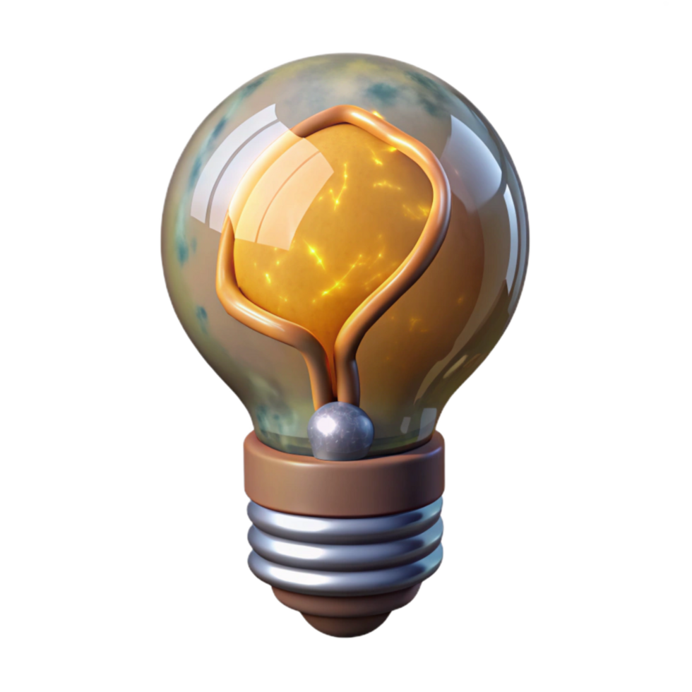 impressive vintage Inspiration Light Bulb Cutout with Glowing Filament and Transparent Background professional png