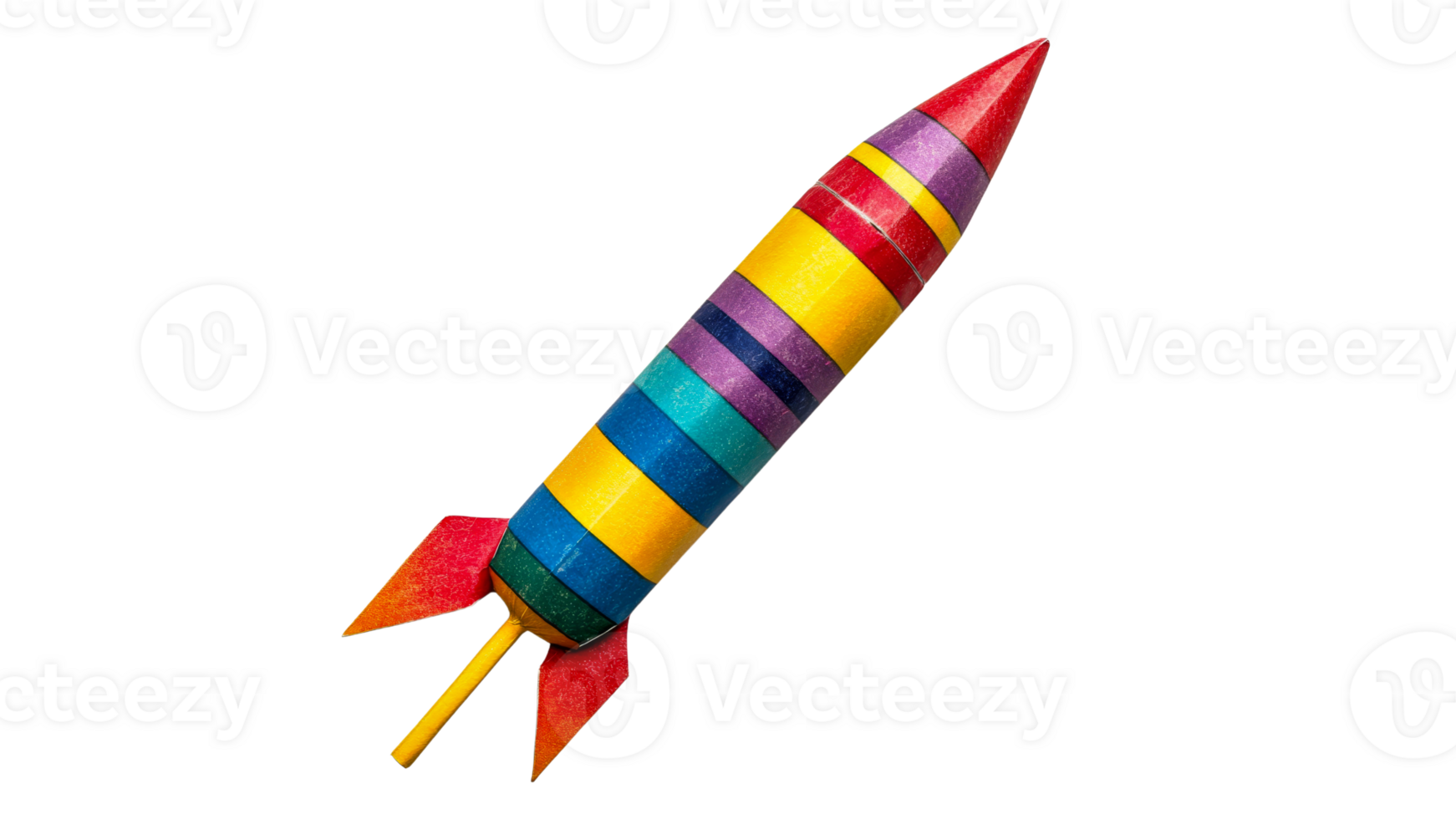 Colorful striped rocket in a playful setting png