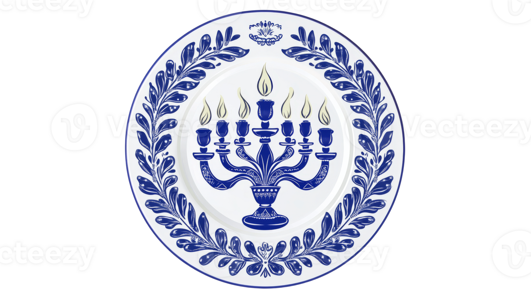 Decorative plate featuring a menorah design png