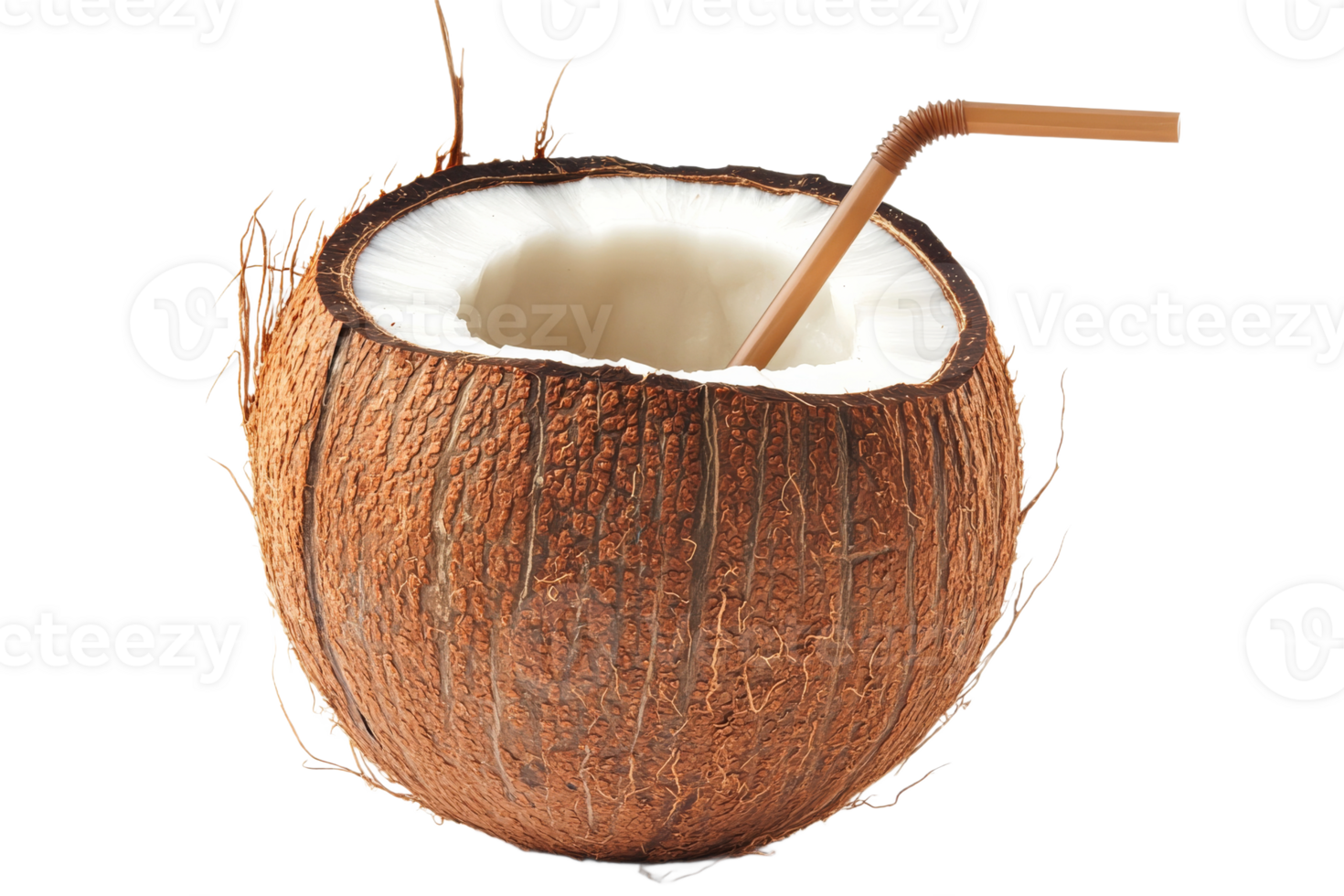 Coconut drink with a straw on a sunny day png