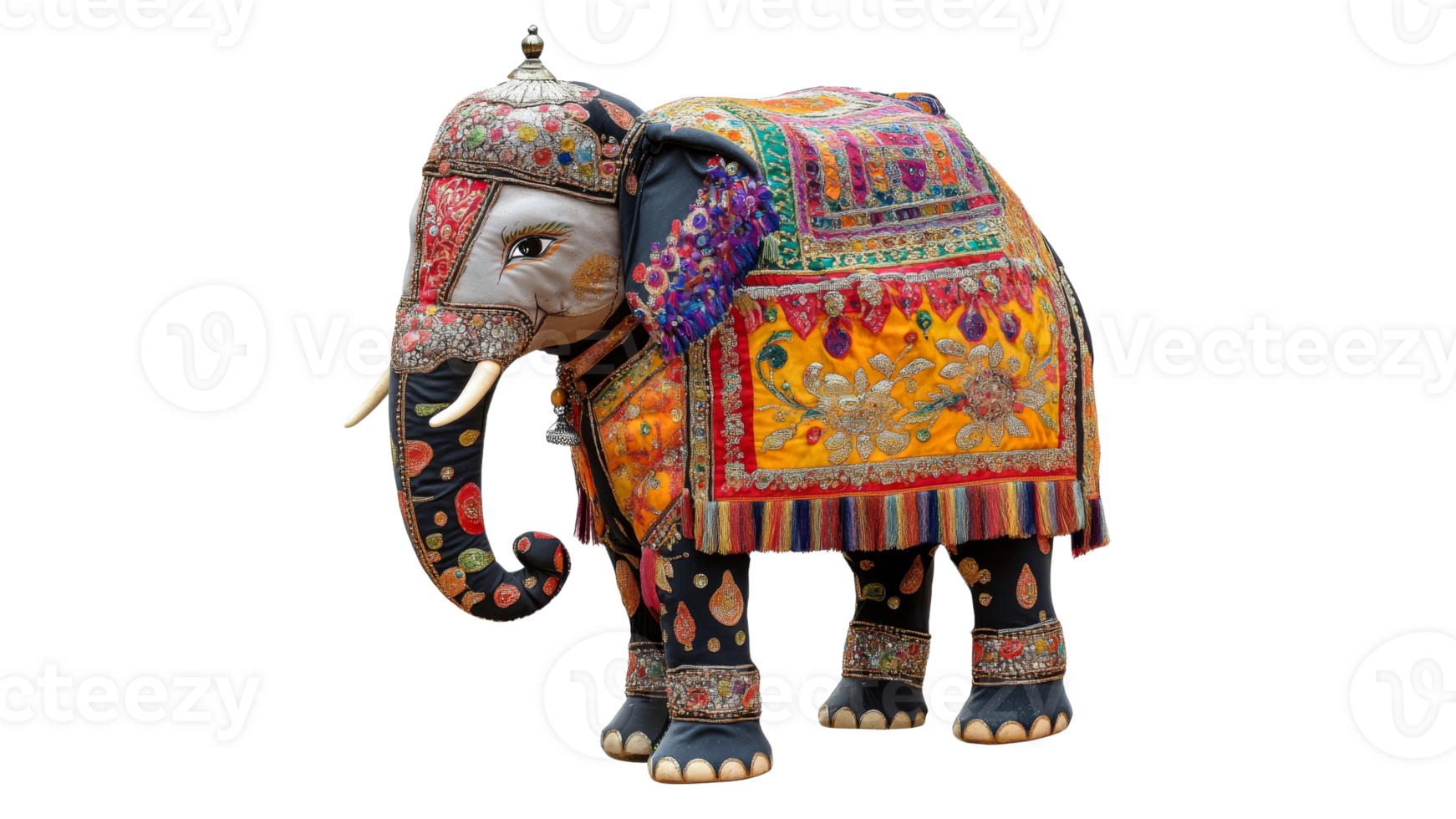 Festively adorned colorful elephant png