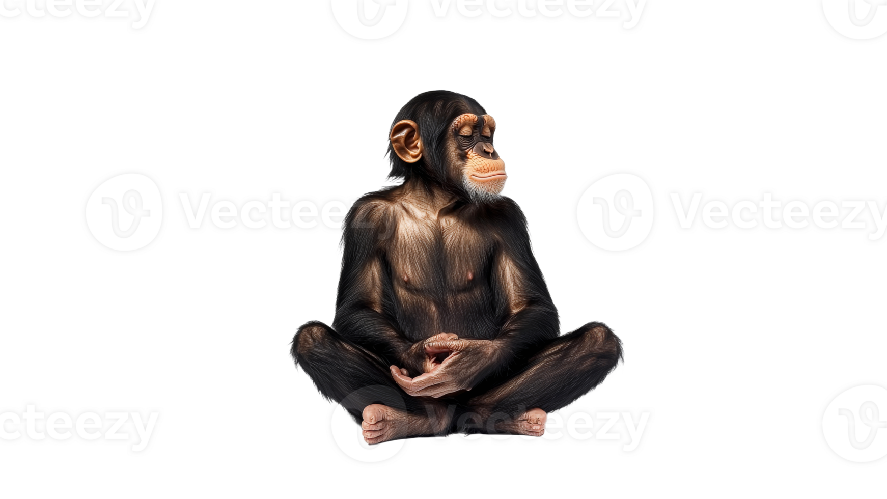 Chimpanzee sitting calmly in a relaxed posture png