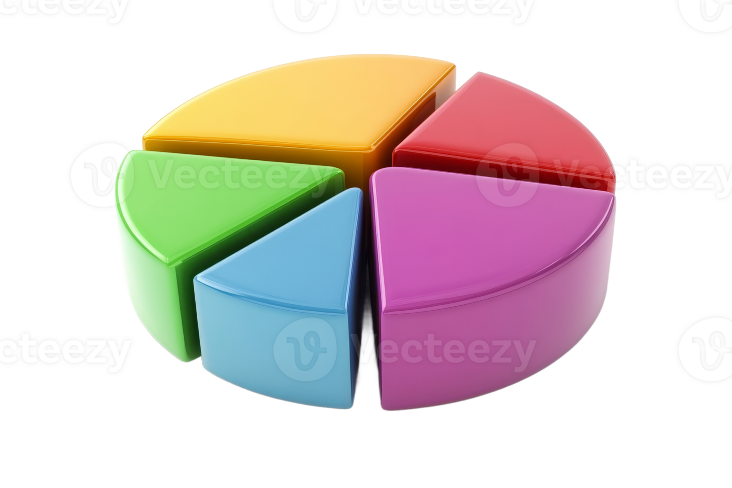 Colorful pie chart depicting data segments in 3D png