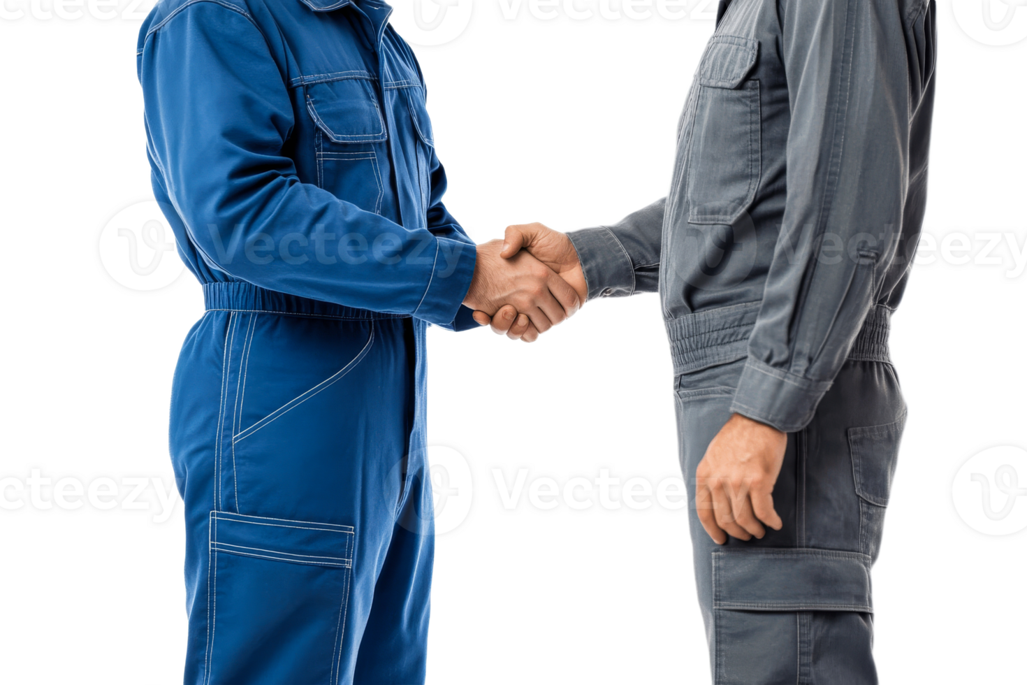 Professionals shaking hands in work uniforms png