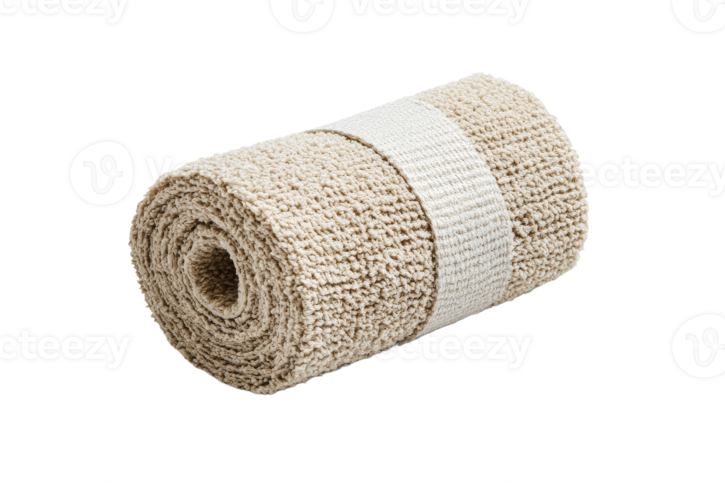 Soft beige towel rolled neatly for storage png