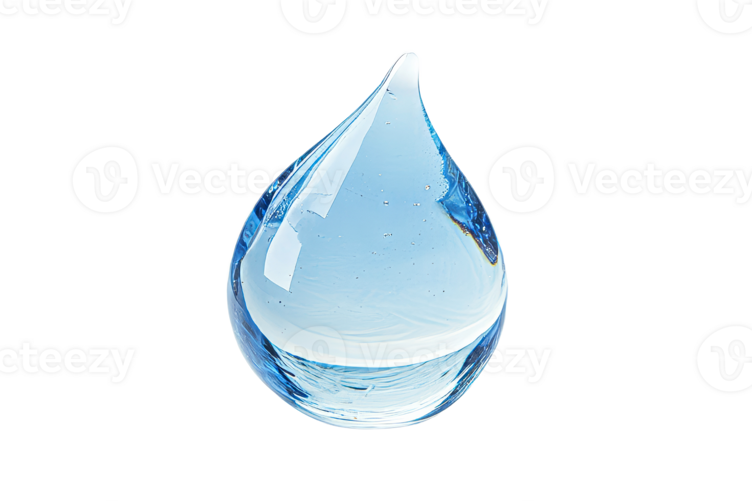 Clear water droplet reflecting light on surface png