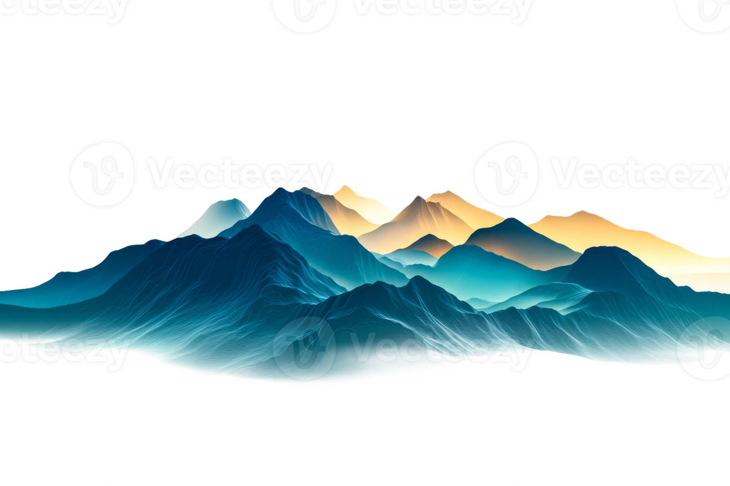 Mountains under a soft gradient sky at dawn png