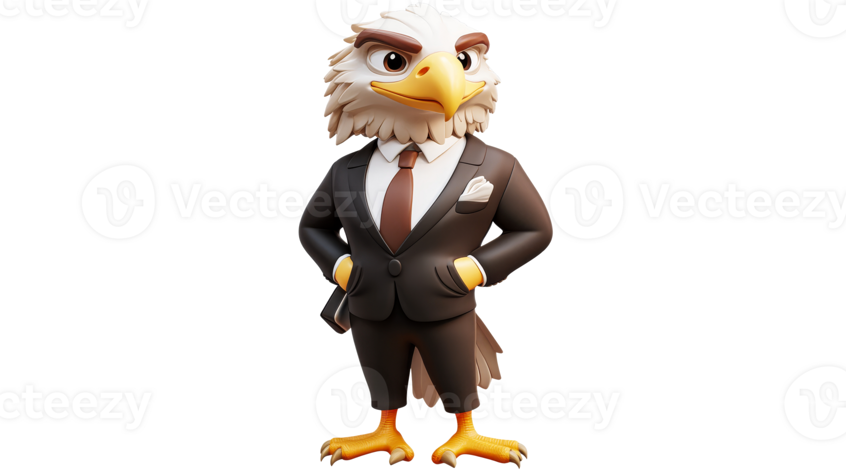 Confident eagle character dressed as a businessman png