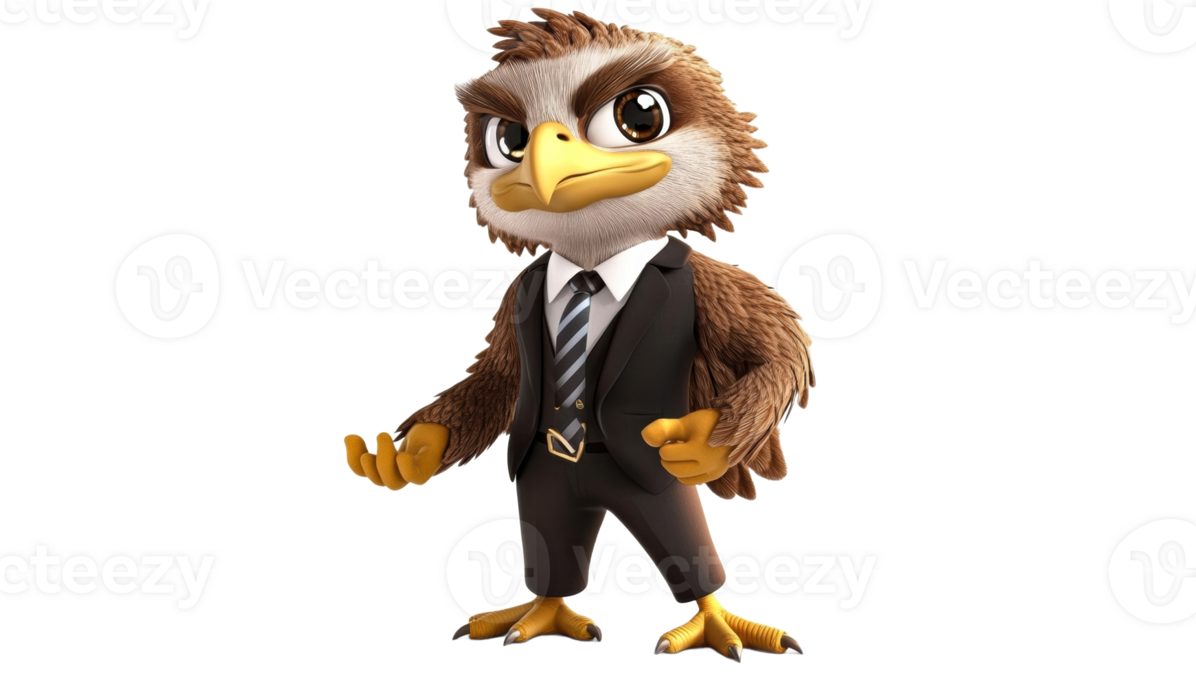 Confident animated eagle in a business suit png