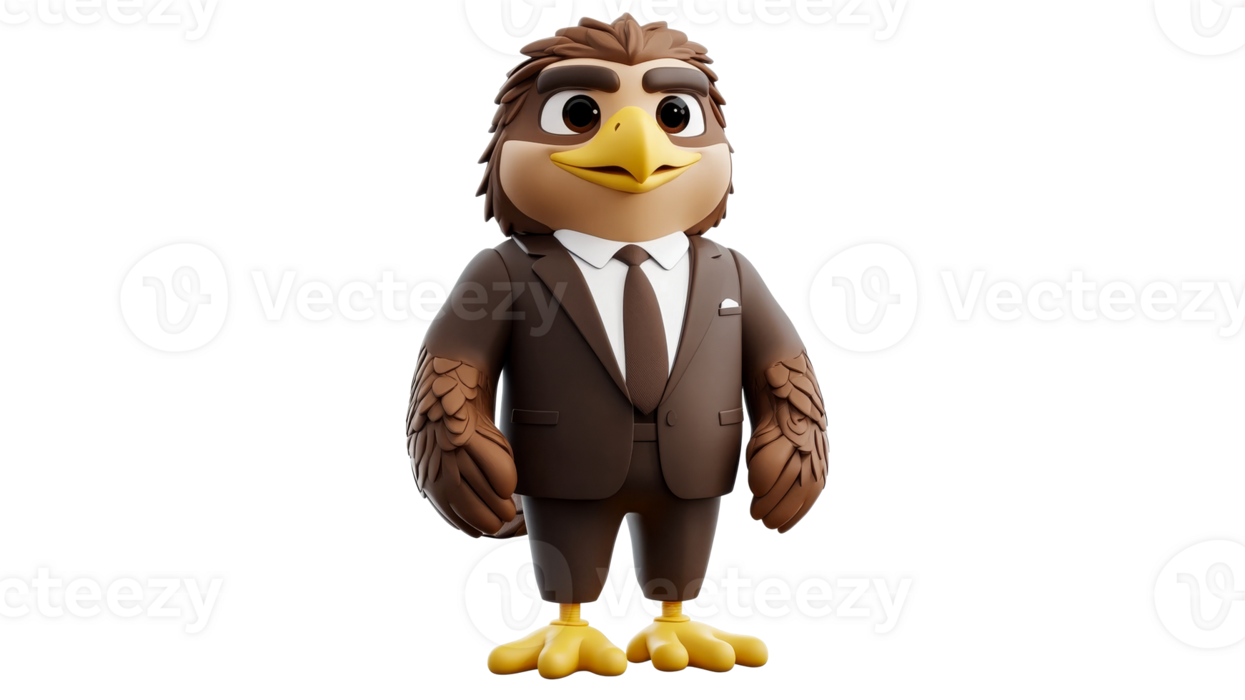 Cartoon bird character dressed in a suit png