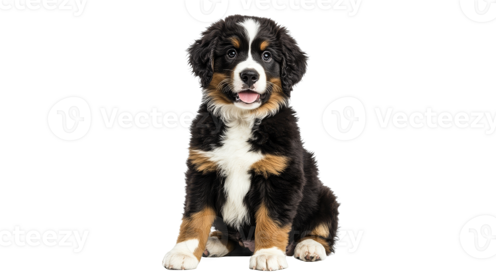 Playful Bernese puppy with charm png