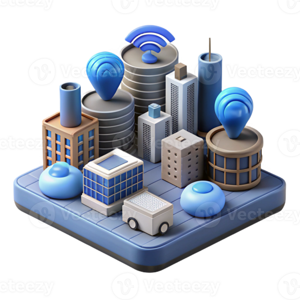 dramatic rustic Internet of Things Devices in Smart City Environment Isolated professional png