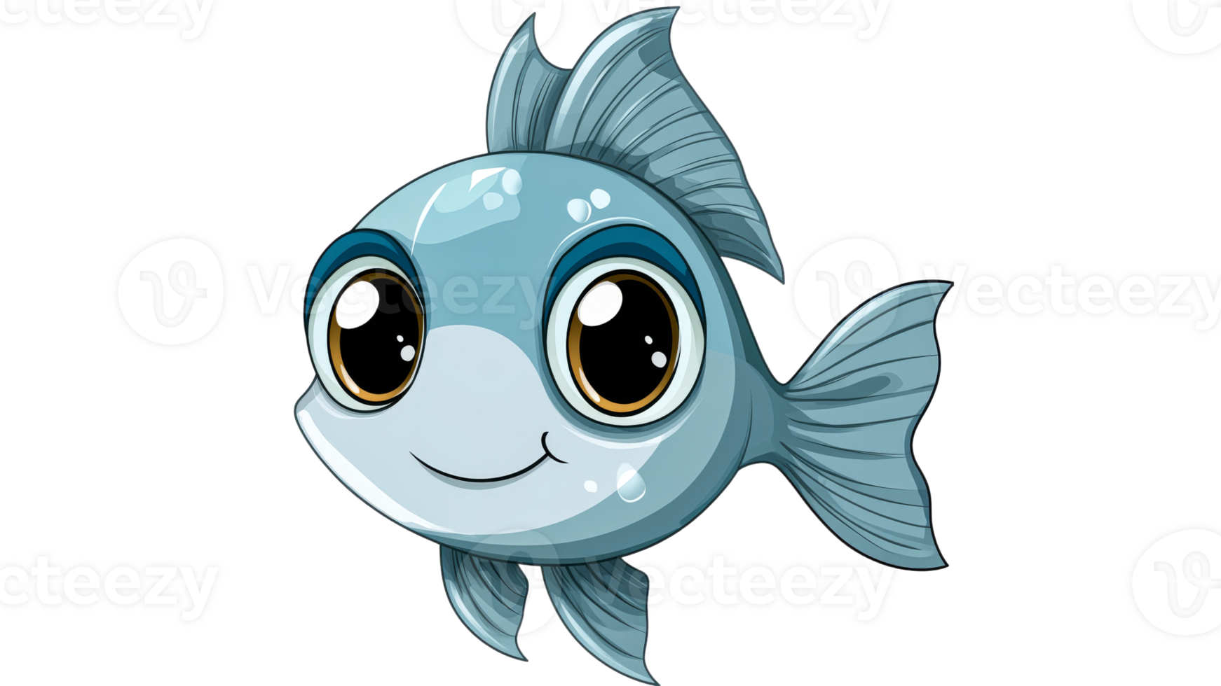 Cute cartoon fish swimming in bright colors png