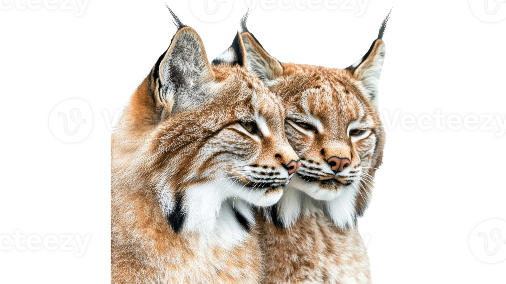Two lynxes together showing unique features png