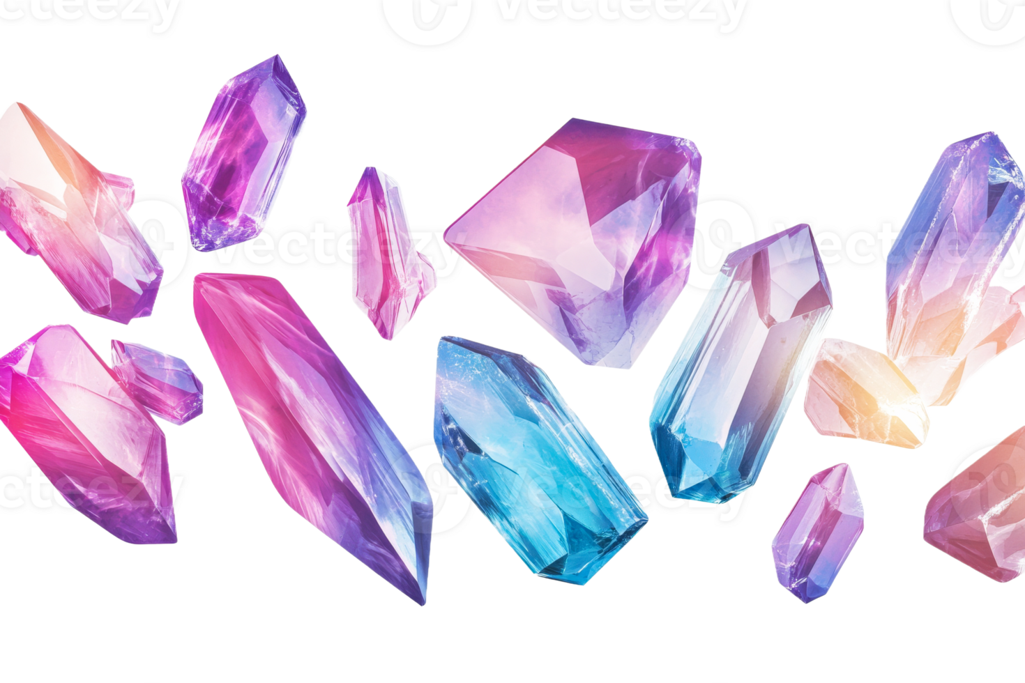 Vibrant crystals scattered everywhere png