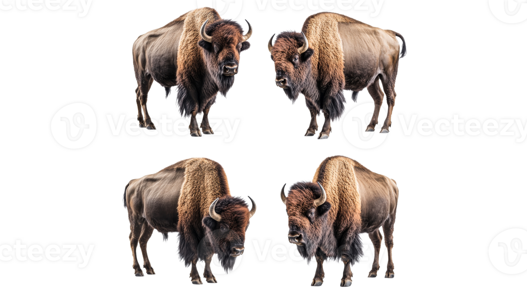 Bison in various poses showcasing their strength png