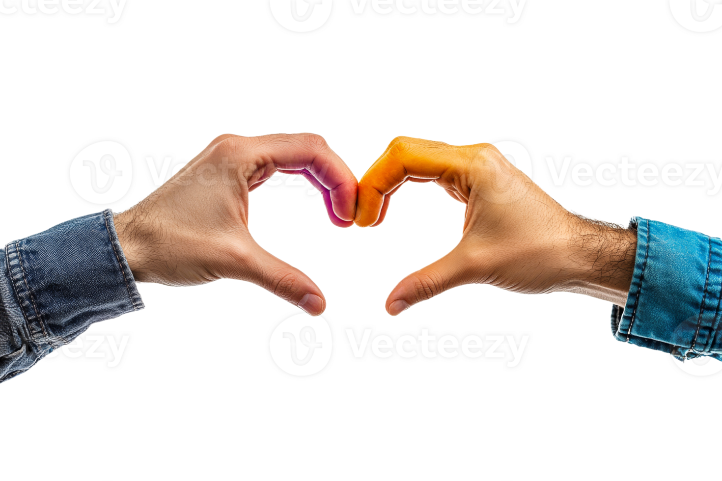 Creative hands forming a heart shape with colors png