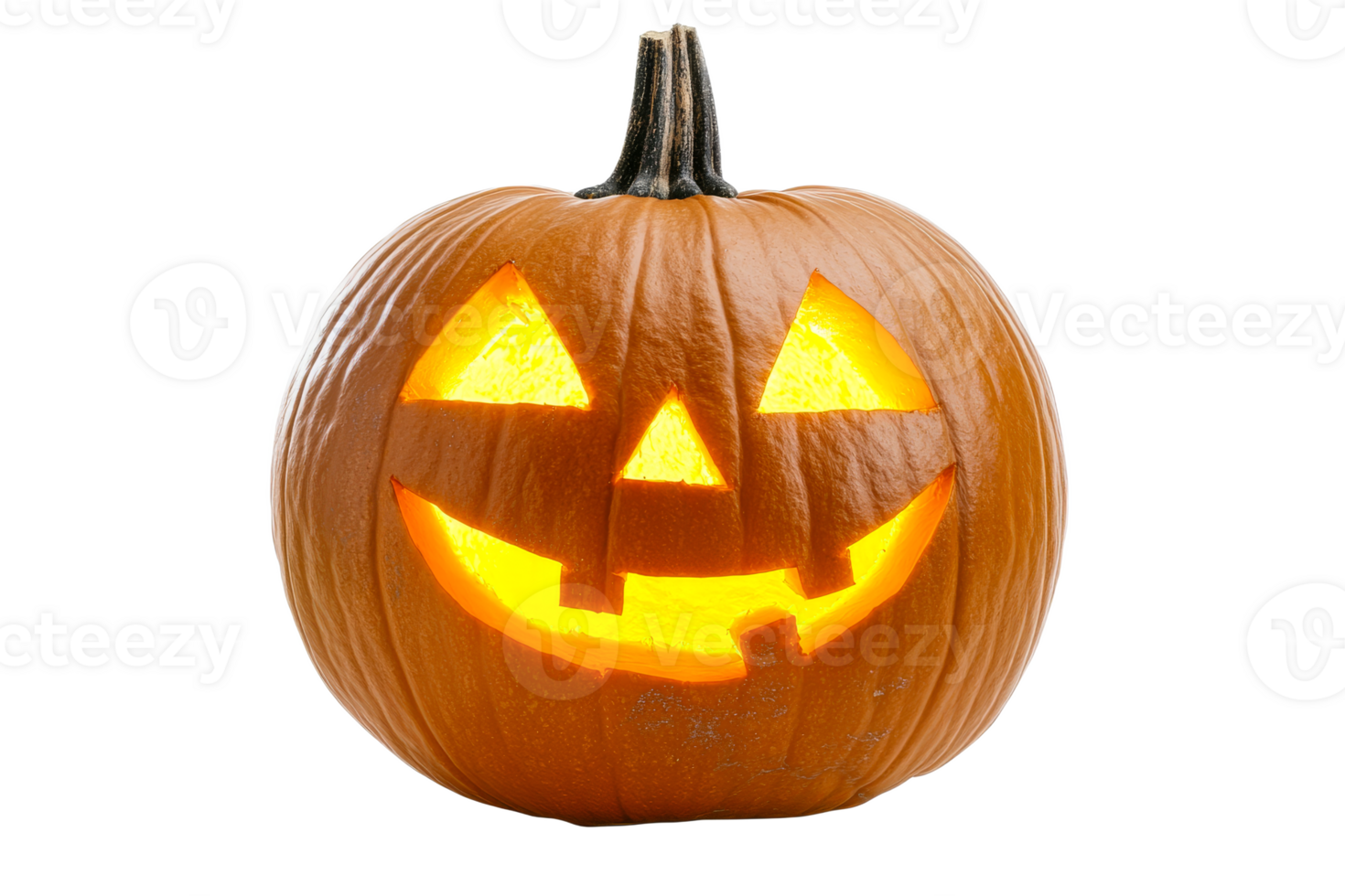 Pumpkin carved with a cheerful face for Halloween png