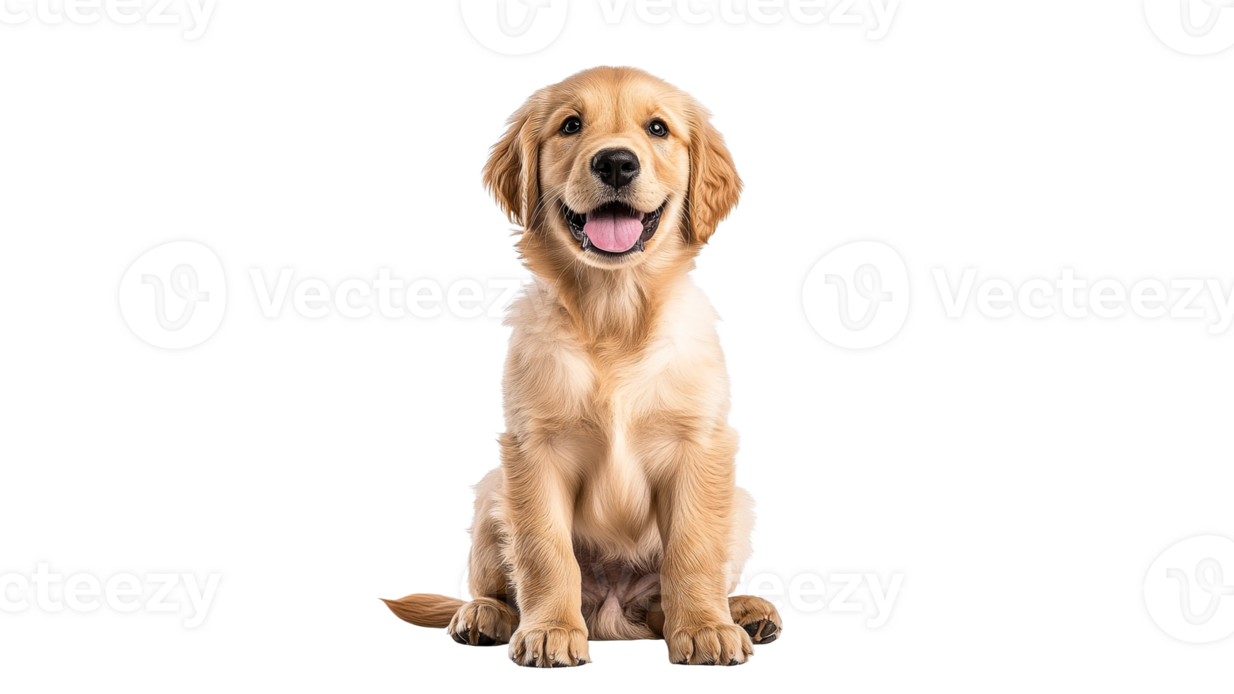Golden retriever puppy sitting and smiling happily png