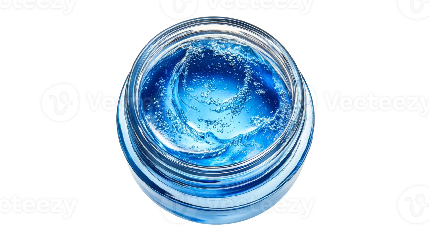 Blue gel in clear jar shows texture png