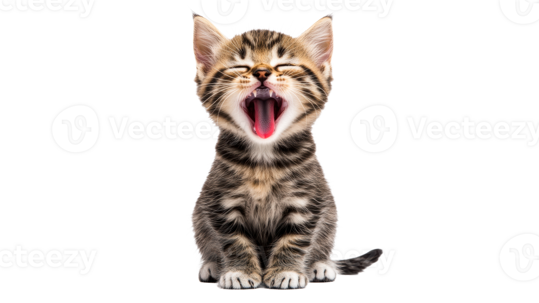 Playful kitten yawning in a bright space png