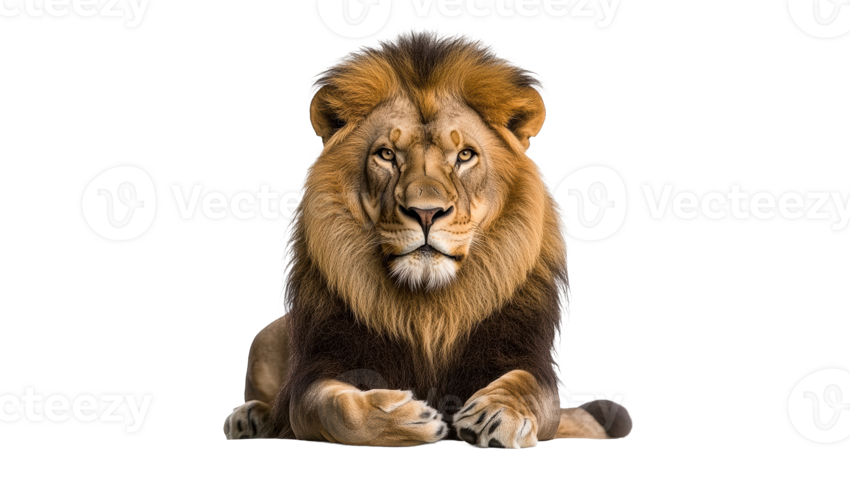 Majestic lion resting on white background png