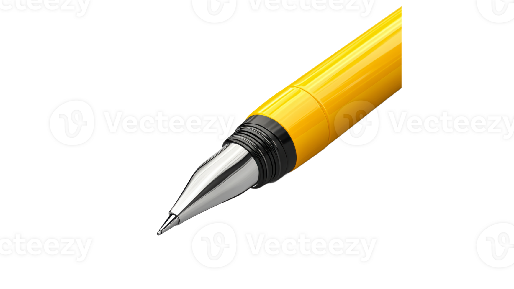 Bright yellow pen close up showing detailed design png