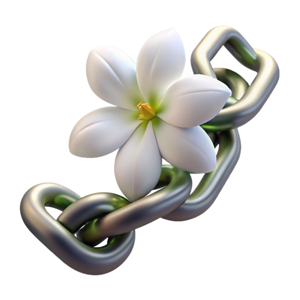 extraordinary abstract Iron Chain and Delicate White Flower Transparent Background exclusive png