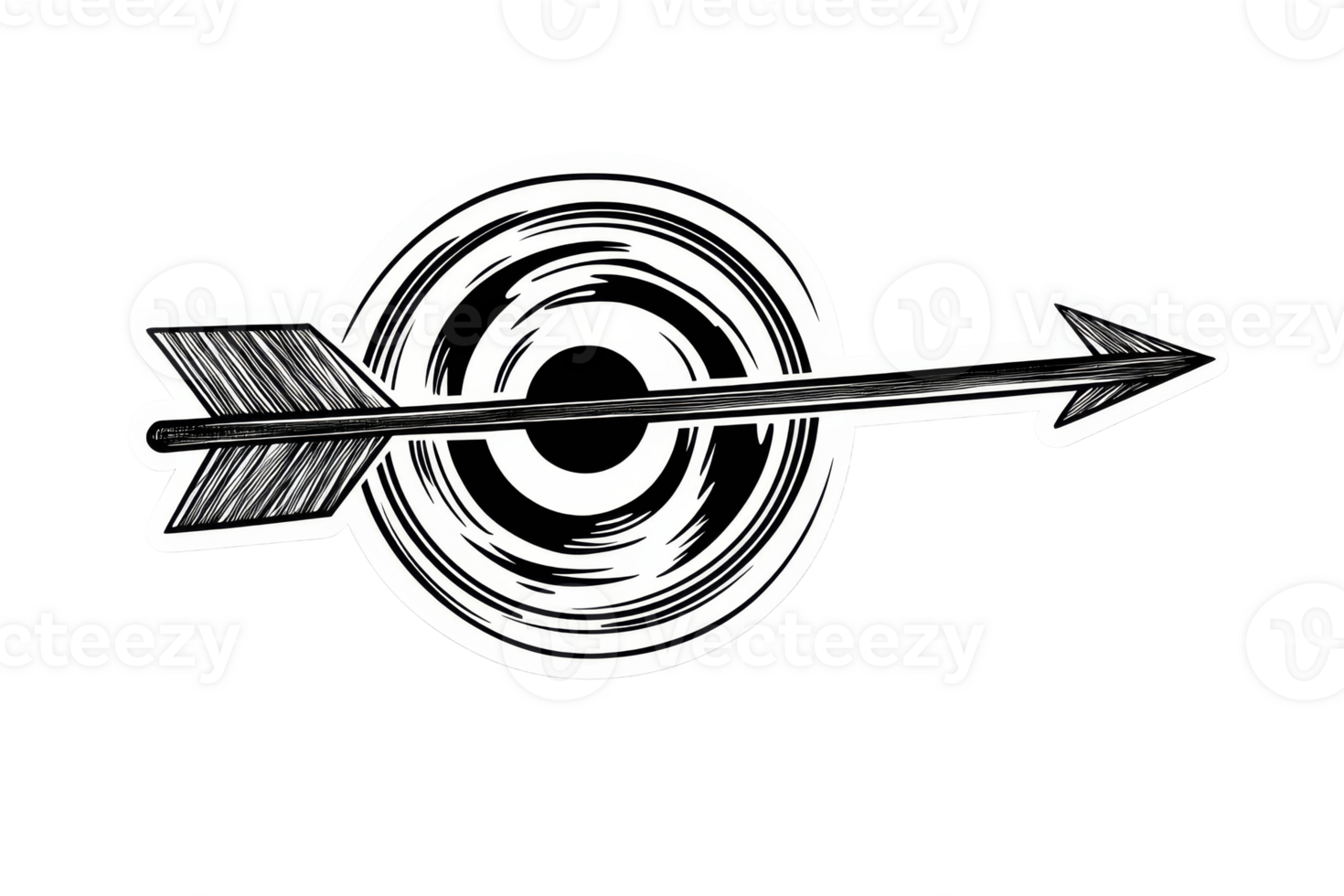 Arrow hitting the center of a target png
