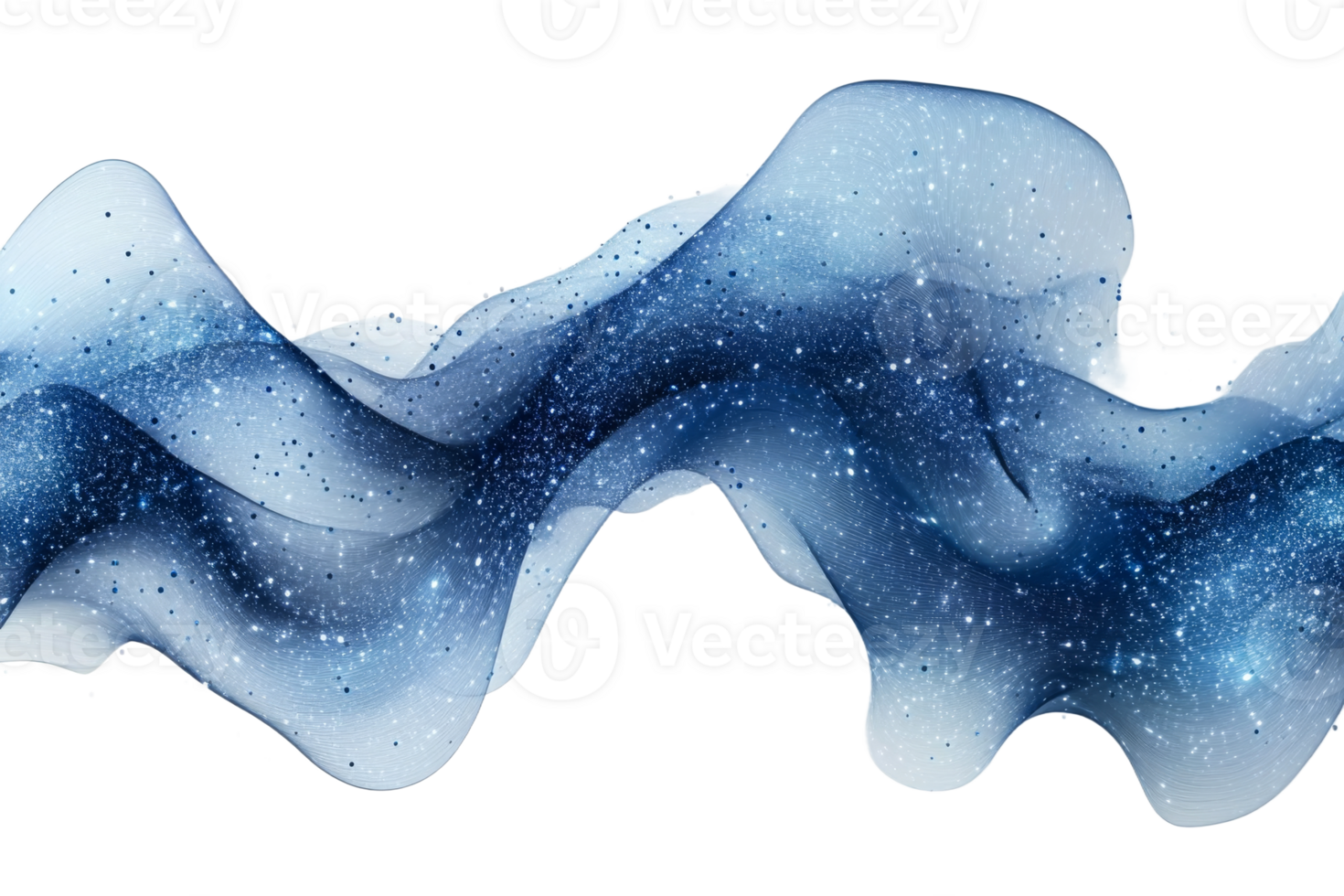 Flowing waves of blue with sparkling effects png