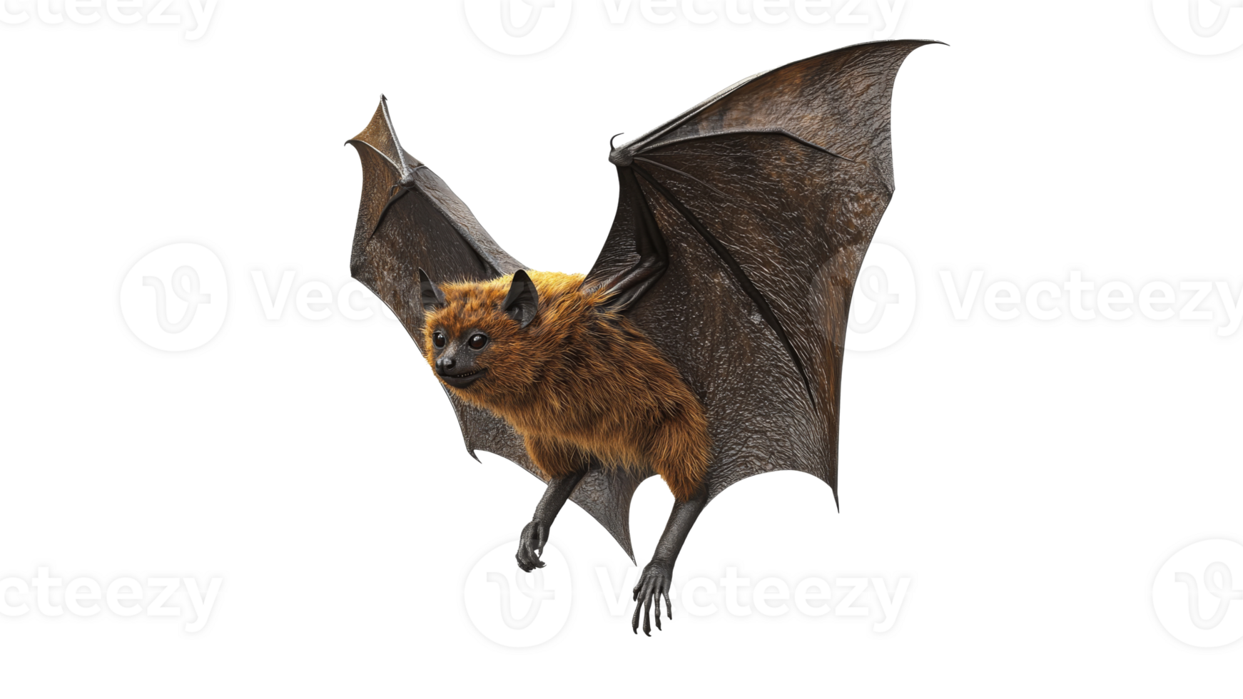 Brown bat soaring through the air under soft light png
