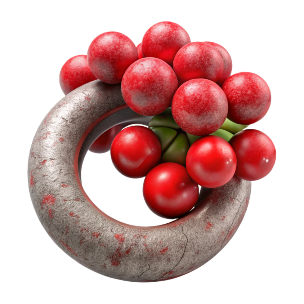 vibrant abstract Iron Ring and Red Berries Isolated authentic png