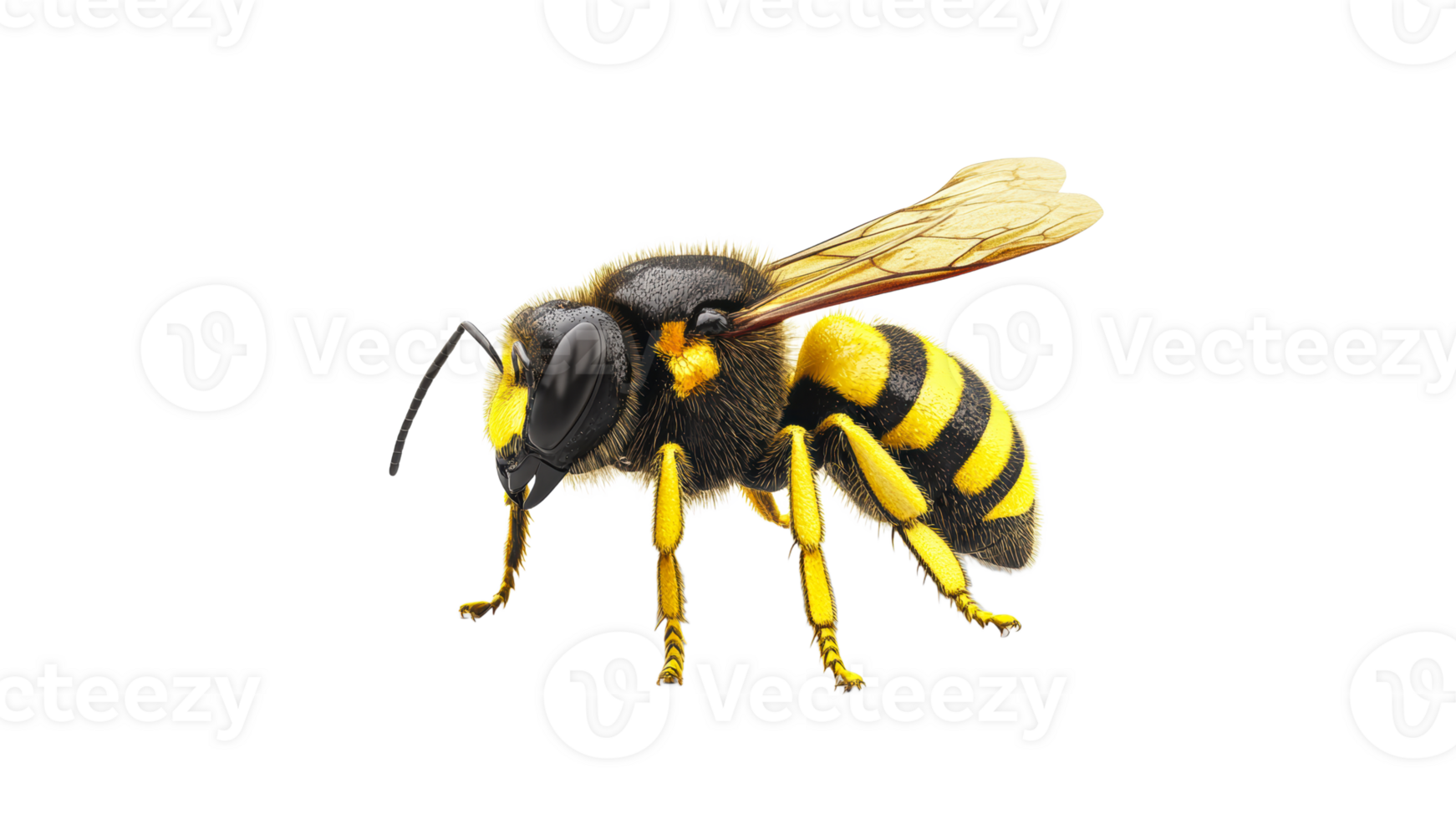 Closeup of a bee resting on a flower petal png