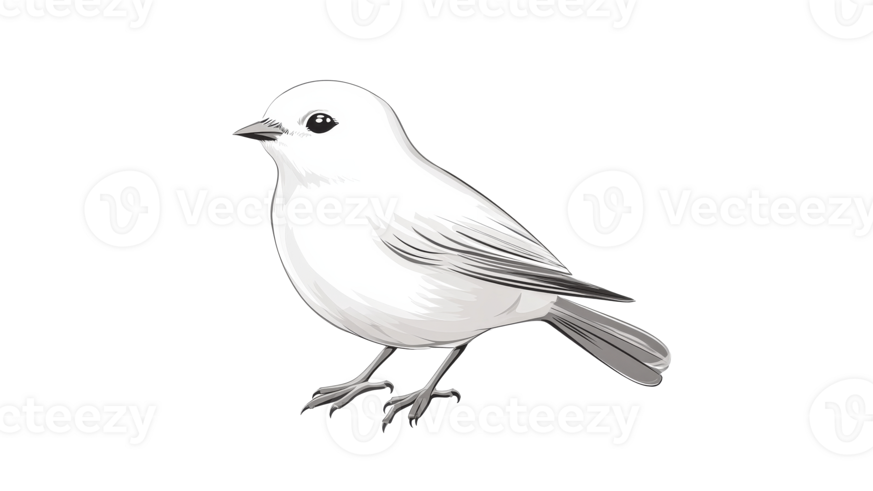 Bright white bird perched on a branch in nature png