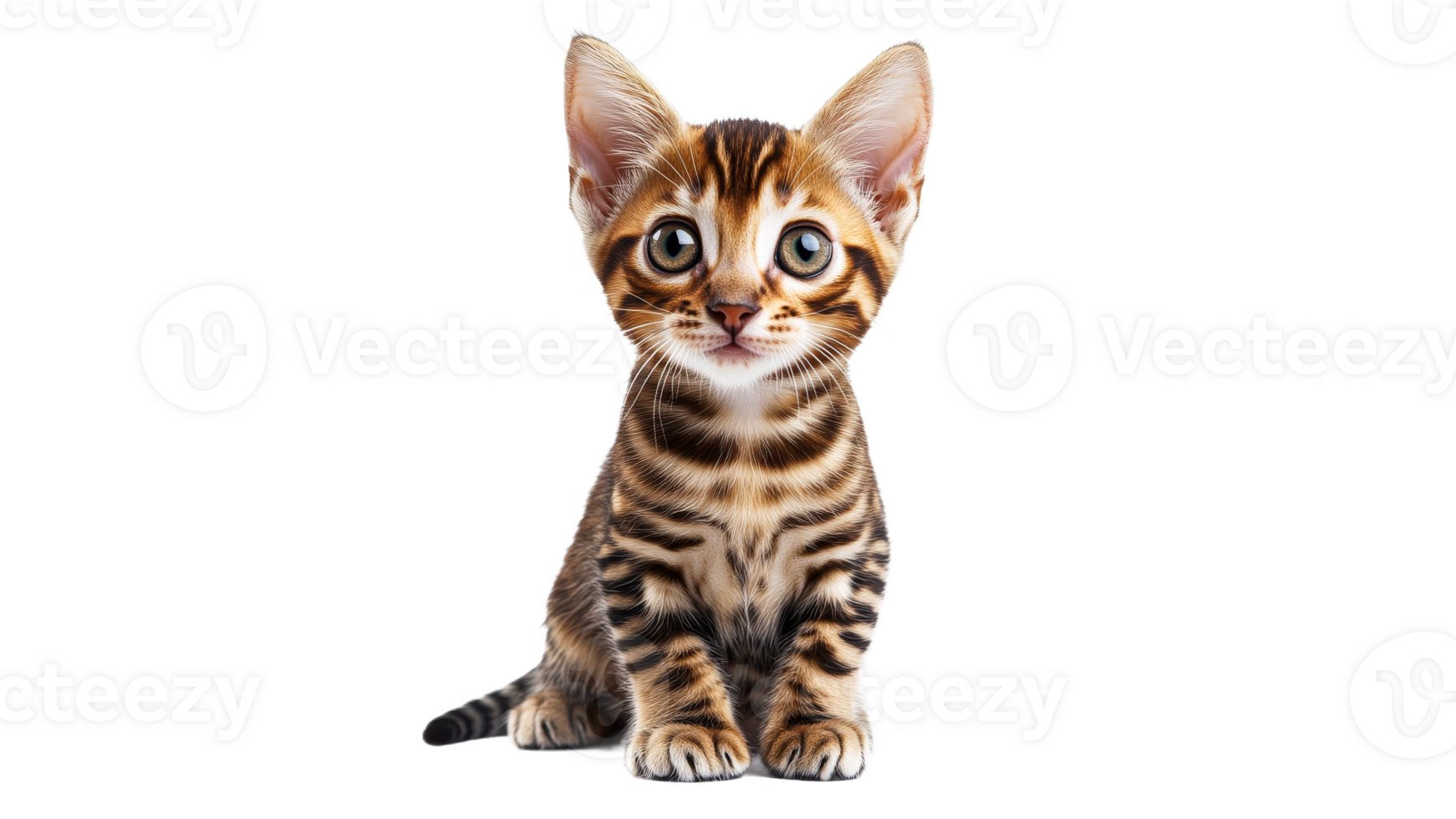 Playful Bengal kitten with striking features png