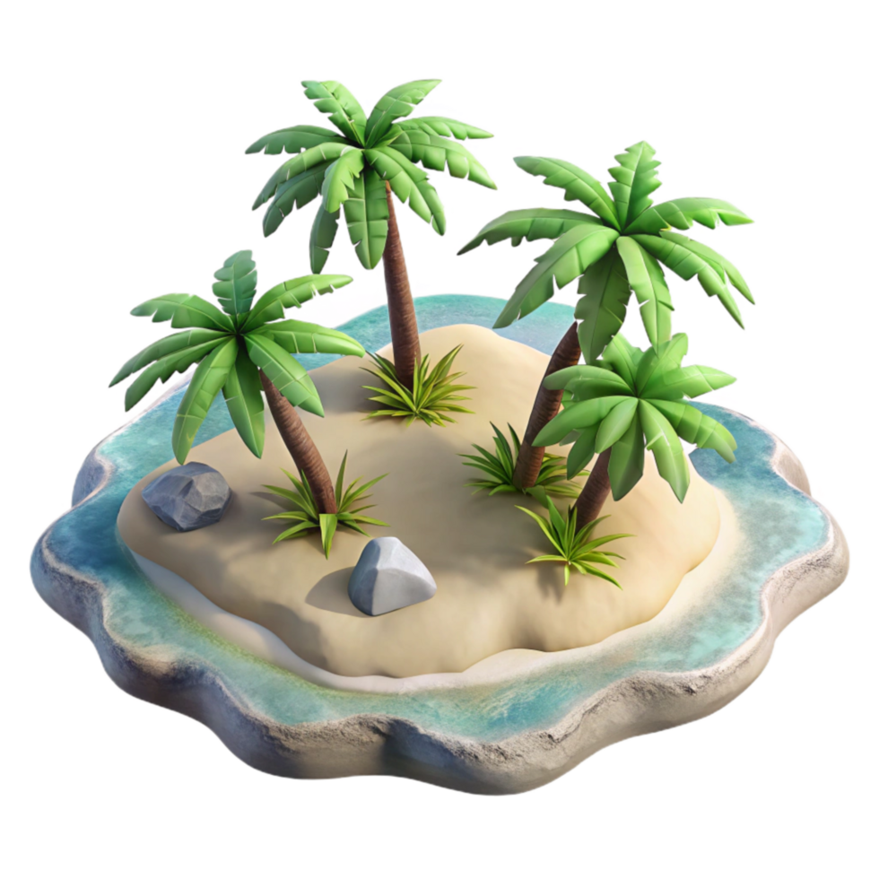 impressive rustic Island Aerial View with Tropical Vegetation Transparent Background professional png