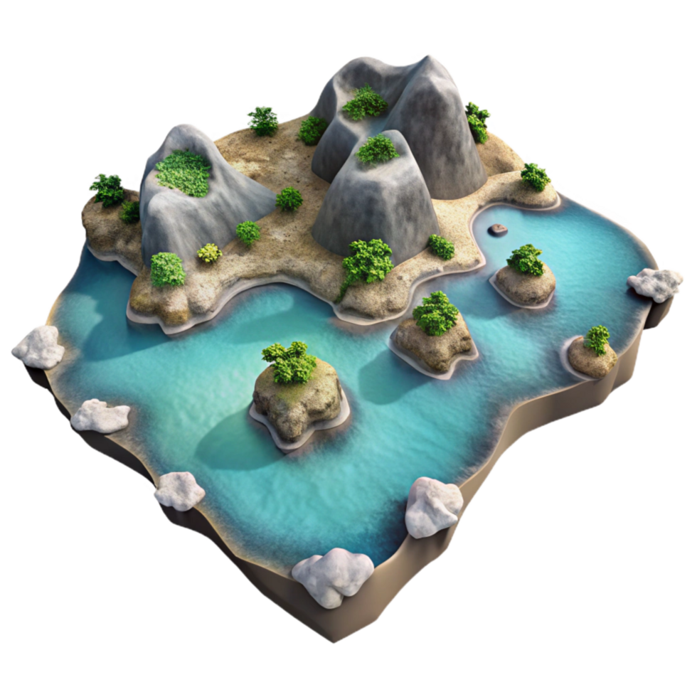 wonderful rustic Island Archipelago Aerial View Cutout Transparent Background png